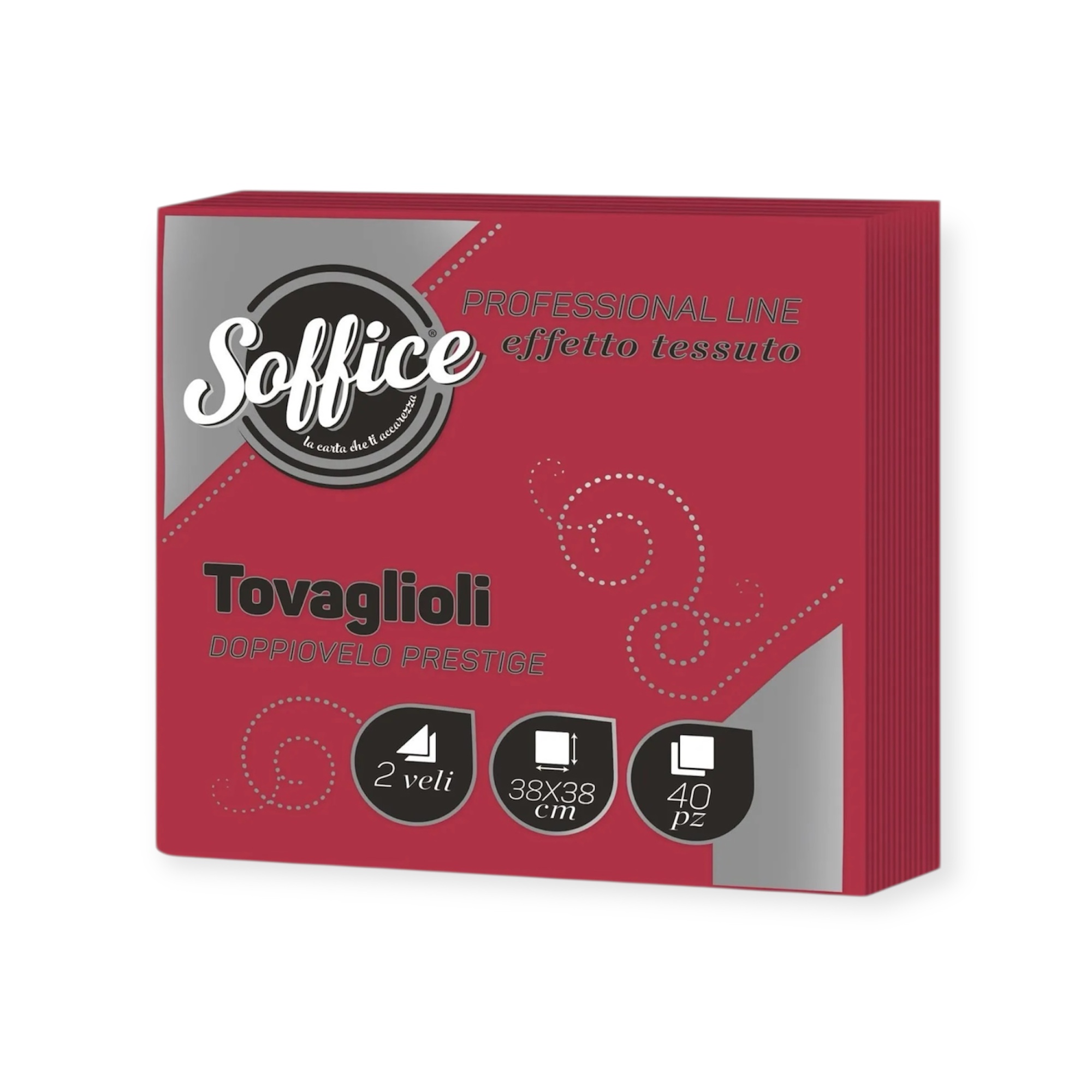 TOVAGLIOLO CELLULOSA ROSSO PUNTA A PUNTA 38X38 2V